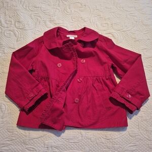 Janie and Jack girls 4-5 primary red double Breasted light weight coat 2010 VGUC